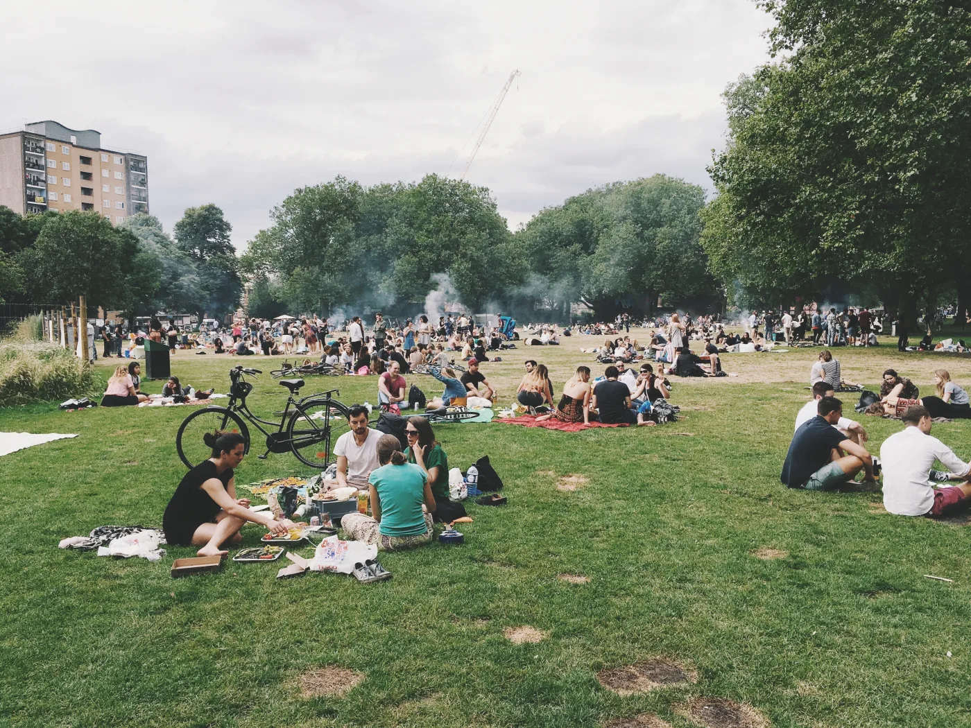 People gathering in a park