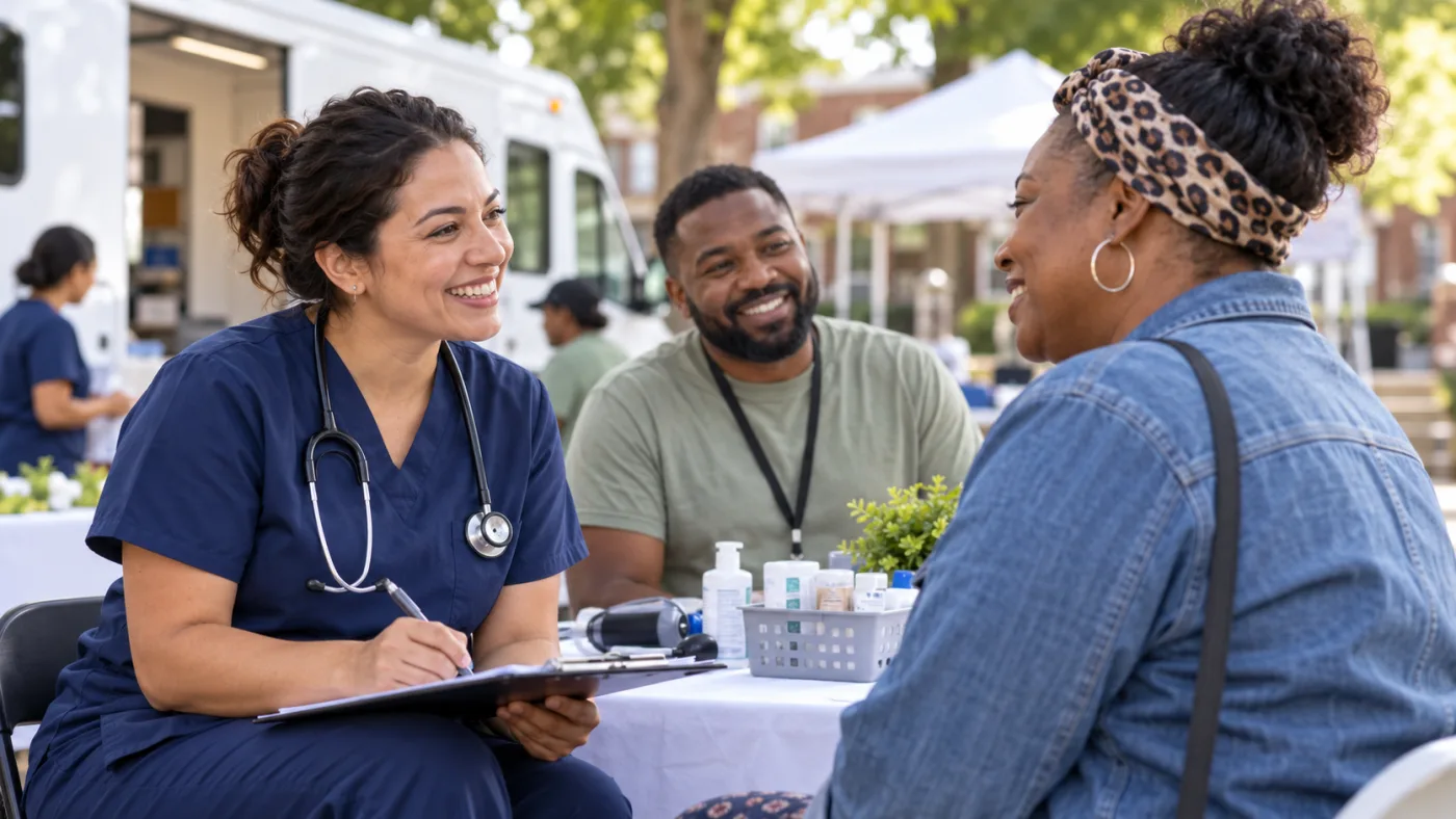 Community health worker speaking with a neighbor